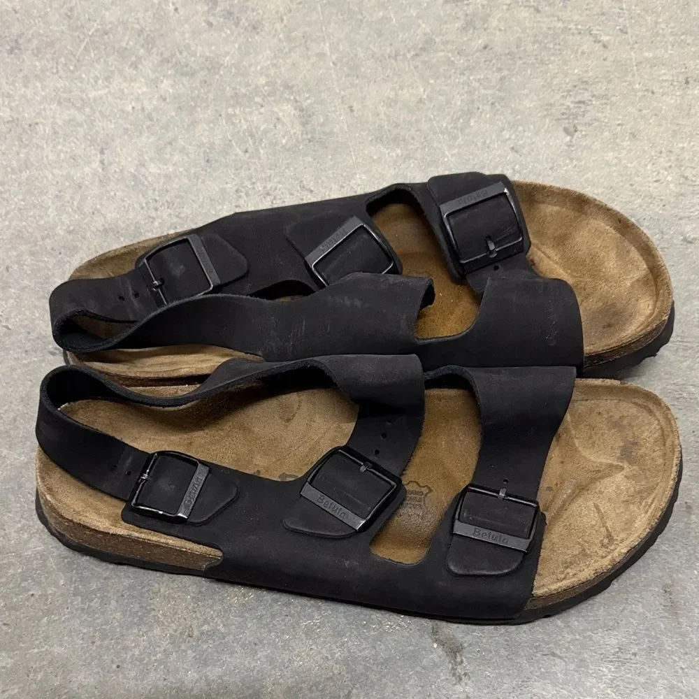Birkenstock Men's Black Triple-Strap Sandals
